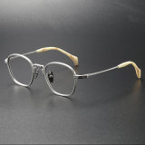 Silver Glasses Frames LE0150: Sleek Titanium Round Design, Allergy-Free