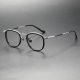 Large Square Glasses LE0414: Black & Silver Acetate Frames, Stylish and Allergy-Free
