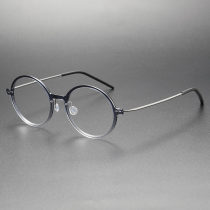 Large Round Glasses LE0118: Translucent Gray, Lightweight Titanium Design