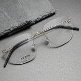 Titanium Rimless Glasses LE0072: Elegant Gold Finish, Ultra-Lightweight Design