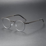 Round Frames Glasses LE0243 - Sleek Gunmetal Titanium Design