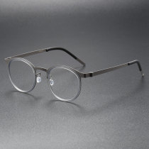 Round Frames Glasses LE0243 - Sleek Gunmetal Titanium Design Round Frames Glasses LE0243 - Sleek Gunmetal Titanium Design
