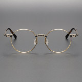 Big Frame Glasses LE0459 - Elegant Gold Titanium Design
