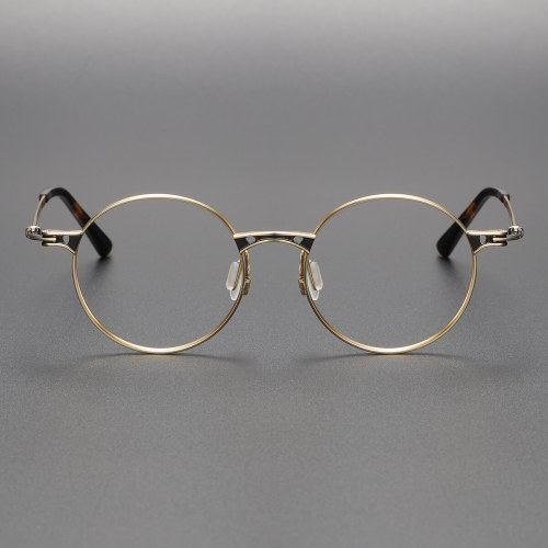 Big Frame Glasses LE0459 - Elegant Gold Titanium Design