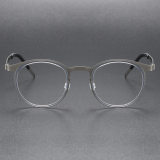 Round Frames Glasses LE0243 - Sleek Gunmetal Titanium Design