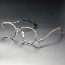 Silver Eyeglasses LE0430: Unique Asymmetrical Silver & Gold Titanium Design