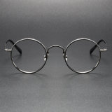 Gunmetal Round Glasses LE0408: Sleek Titanium Design with Grey Accents