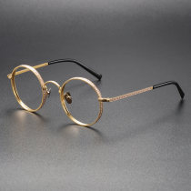 Gold Glasses Frames LE0408: Luxurious Round Design with Pink Accents