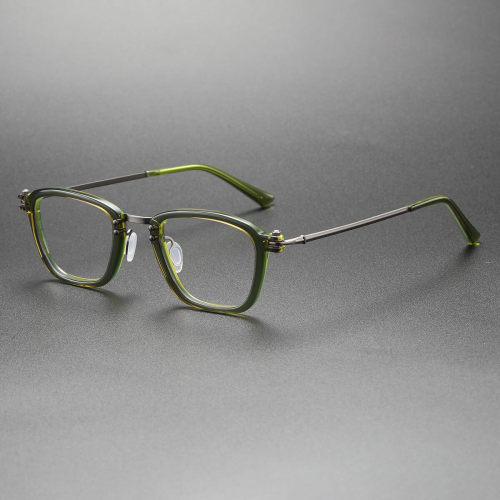 Green Spectacle Frames LE0452 - Translucent Acetate & Titanium Design