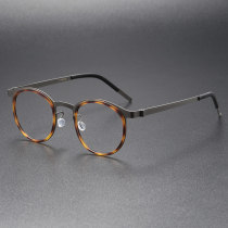 Titanium Glasses Frame LE0243 - TortoiseShell & Gunmetal Elegance