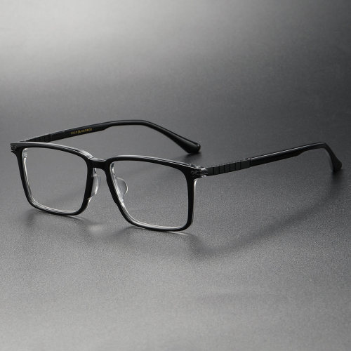 Black and Clear Glasses LE0218 - Stylish Two-Tone Acetate Frames