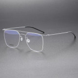 Aviators Glasses LE0089 - Silver Titanium Frame, Screwless Design
