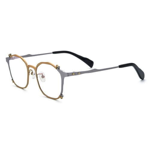 Oversized Prescription Eyeglasses LE0605 - Elegant Gold & Gunmetal Titanium Design