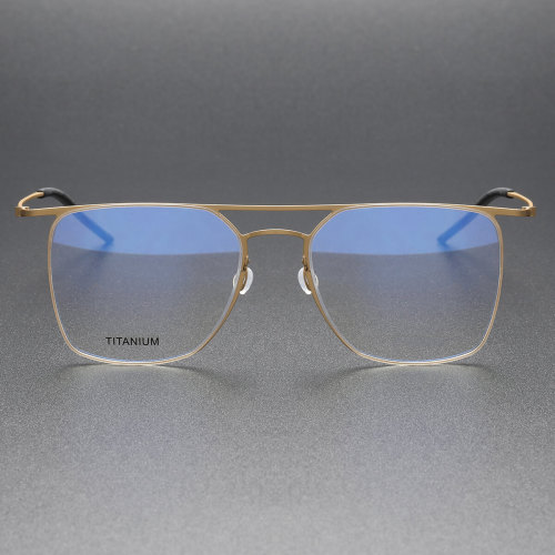 Gold Aviator Glasses LE0089 - Lightweight Titanium, Screwless Design