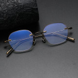 Bronze Eyeglass Frames LE0468 - Elegant Half Rim Titanium Design