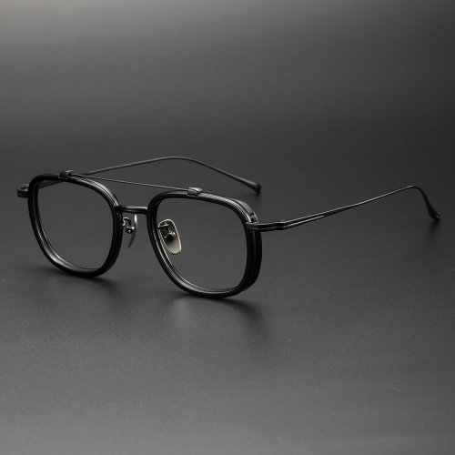 Aviator Eyeglasses LE0057 in Black & Gunmetal - Titanium Lightweight Frame