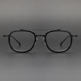 Aviator Eyeglasses LE0057 in Black & Gunmetal - Titanium Lightweight Frame