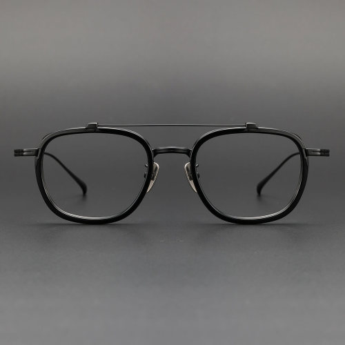 Aviator Eyeglasses LE0057 in Black & Gunmetal - Titanium Lightweight Frame