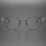 Round Gold Glasses LE0410 - Elegant Black & Gold Titanium Design