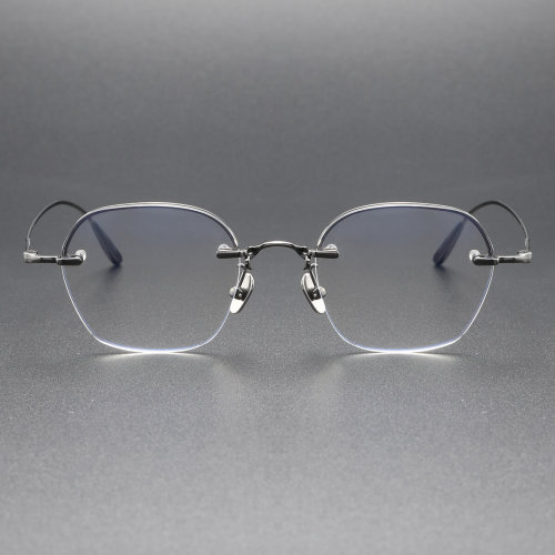 Titanium Frame Eyeglasses LE0468 - Gunmetal Half Rim Sophistication