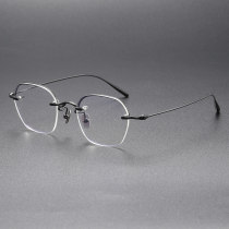Semi Rimless Prescription Glasses LE0468 - Titanium Frame in Black