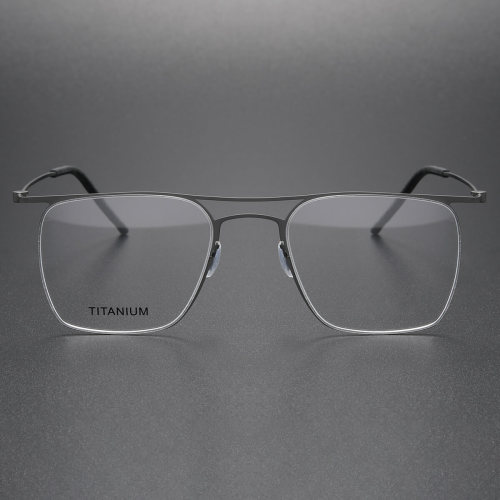 Black Aviator Glasses LE0089 - Screwless Lightweight Titanium Design