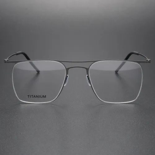 Black Aviator Glasses LE0089 - Screwless Lightweight Titanium Design