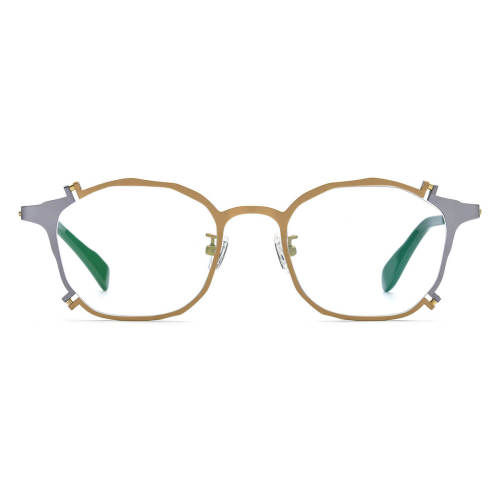 Oversized Prescription Eyeglasses LE0605 - Elegant Gold & Gunmetal Titanium Design
