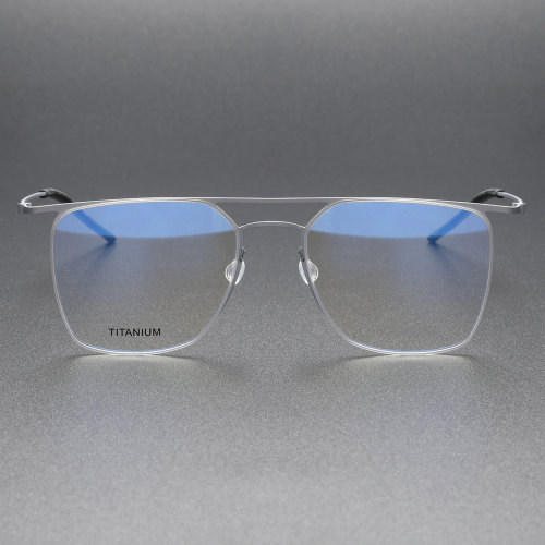 Aviators Glasses LE0089 - Silver Titanium Frame, Screwless Design