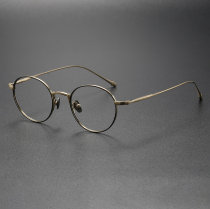 Round Gold Glasses LE0410 - Elegant Black & Gold Titanium Design
