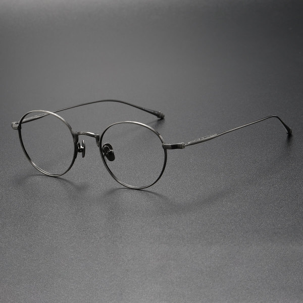 Round Glasses LE0410 - Sleek Gunmetal Titanium Design
