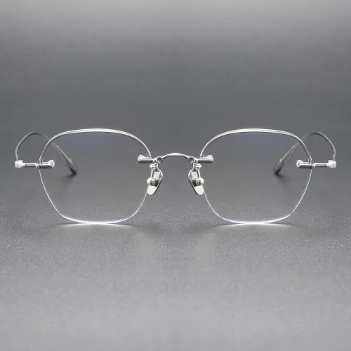 Titanium Prescription Glasses LE0468 - Silver Half Rim Elegant Design