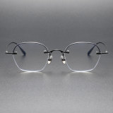 Semi Rimless Prescription Glasses LE0468 - Titanium Frame in Black