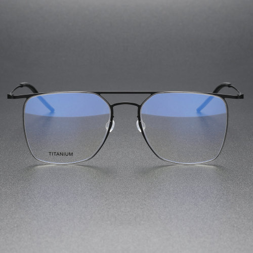 Large Frame Eyeglasses LE0089 - Gunmetal Titanium Aviator Design