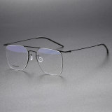 Large Frame Eyeglasses LE0089 - Gunmetal Titanium Aviator Design