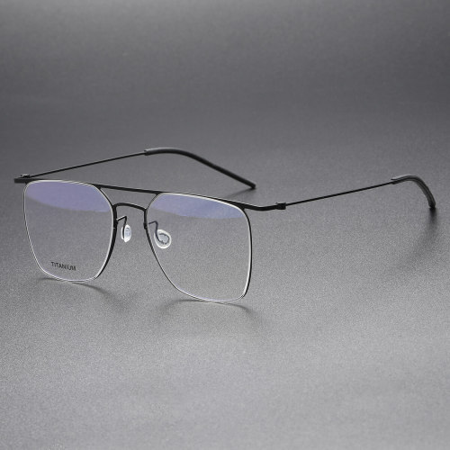 Large Frame Eyeglasses LE0089 - Gunmetal Titanium Aviator Design