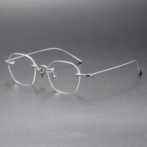 Titanium Prescription Glasses LE0468 - Silver Half Rim Elegant Design