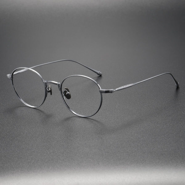 Silver Frame Glasses LE0410 - Modern Titanium Round Design