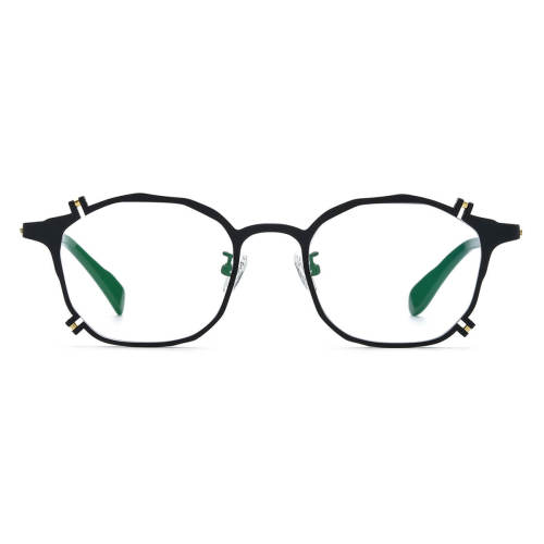 Thick Black Glasses LE0605 - Modern Geometric Titanium Design