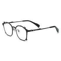 Thick Black Glasses LE0605 - Modern Geometric Titanium Design