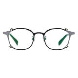 Geometric Glasses LE0605 - Sleek Black & Gunmetal Titanium Design