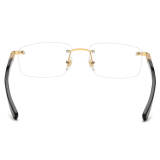 Rimless Natural Horn Glasses LH3080 with Spring Hinges - Black Arms