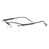 Half Rim Eyeglasses LE3001 - Elegant Black Titanium Design