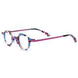 Large Prescription Eyeglasses LE3002 - Purple Acetate Round Glasses