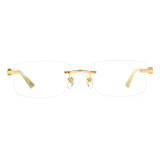 Rimless Natural Horn Glasses LH3085 with Spring Hinges - White