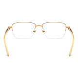 Half Rim Natural Horn Glasses LH3088 with Spring Hinges - White