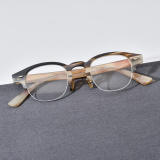 Half Rim Natural Horn Glasses LH3087 - Black Brown