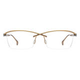 Large Frame Eyeglasses LE3001 - Elegant Gold Half Rim Titanium Design