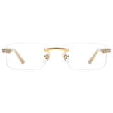 Rimless Natural Horn Glasses LH3086 with Spring Hinges - White Arms