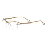 Large Frame Eyeglasses LE3001 - Elegant Gold Half Rim Titanium Design